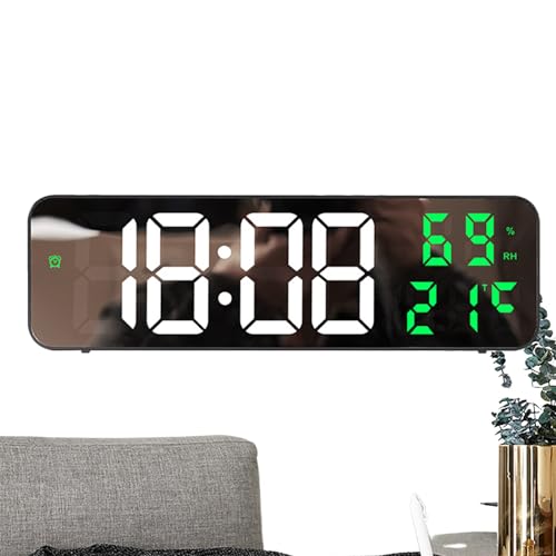 Hemousy Digitaluhren für Schlafzimmer | USB-Digital-LED-Uhr | Digitale LED-Uhr mit Uhrzeit, Innentemperatur und Luftfeuchtigkeit, großes Display für Hotel, Geschäft, Zuhause, Schlafzimmer von Hemousy