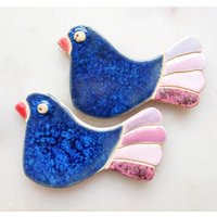 Blaue Handgemachte Keramik Vogel Magnete 2 Set Kühlschrankmagnete Für Küche Dekor Housewarming Geschenk Niedliche Tier Sie von HerMoments