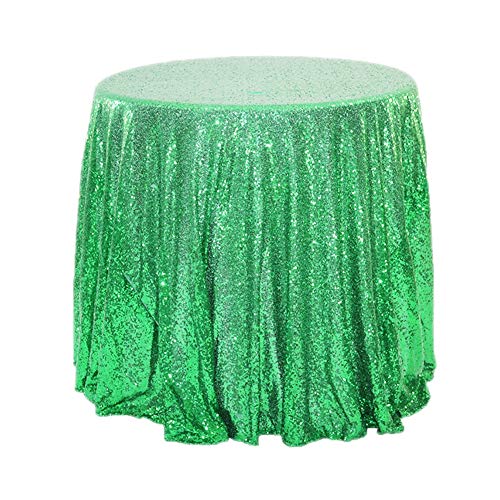 Herbests Glitzer Pailletten Tischdecke,Tischdecke Abwaschbar Rund 120cm,Tischläufer Stoff Tischtuch Tischwäsche Tafeltuch für Geburtstag, Hochzeit, Party, Halloween, Weihnachten,Grün von Herbests