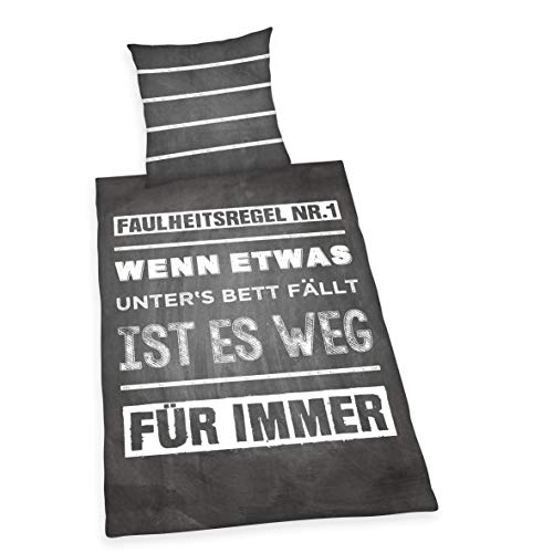 Herding Young Collection Bettwäsche-Set, Wendemotiv mit Spruch, Bettbezug 135 x 200 cm, Kopfkissenbezug 80 x 80 cm, Baumwolle/Renforcé von Herding