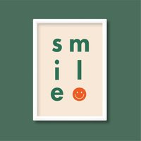 Smile Positive Zitat Print | Motivierende Typografie Hell Buntes Grafikdesign Retro Poster A5 A4 A3 A2 A1 A0 von HereAndBull