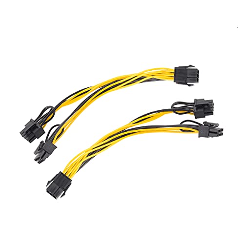 6-polig auf 2 x 8-polig (6+2) PCIe-Adapter, Stromkabel, PCI Express Y – Splitter-Verlängerungskabel (6-polig auf 2 x 8-polig, 2 Stück) von Herfair