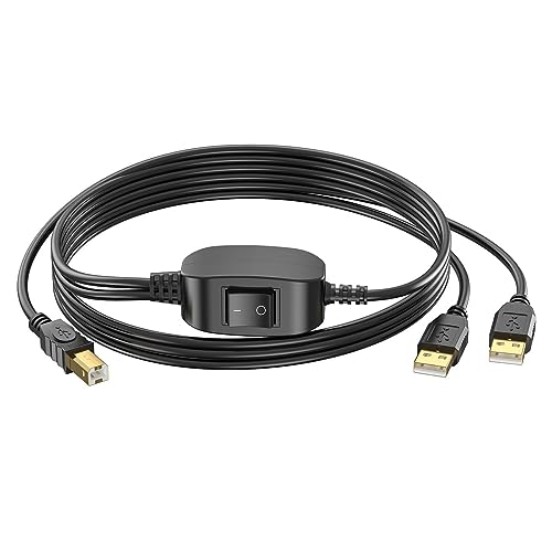 Herfair 2 USB-A-auf-USB-B-Druckerkabel, 2-in-1-Druckerkabel-Splitter für zwei Computer, USB A auf B, Stecker auf Stecker, USB 2.0, Hochgeschwindigkeits-Druckerkabel (1,5 m) von Herfair