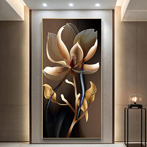 Herfair 5D Diamant Painting Erwachsene Blumen Prickelnd Leuchtend Diamond Painting Bilder xxl, DIY Diamant Malerei Kits Bilder für Wanddekoration (A,60x110cm) von Herfair