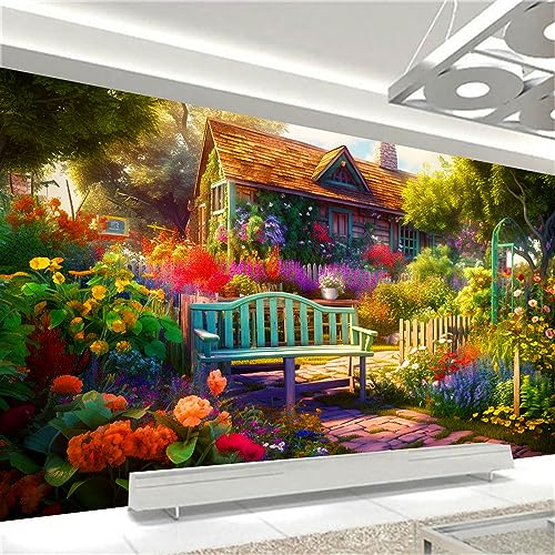 Herfair Diamond Painting,5D Diamant Painting Green Tree,Blumen und Häuser,Erwachsene Wohnzimmer Schlafzimmer Büro Eingang Dekorationen (100x40cm) von Herfair