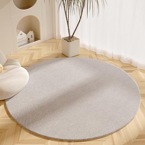 Herfair Modern Rund Teppich für Wohnzimmer Kinderzimmer, Runder Geometrie Streifen Muster Teppiche Dekorative Kurzer Plüsch rutschfest, Waschbar Teppich Runder Fußmatte (05,120X120CM) von Herfair