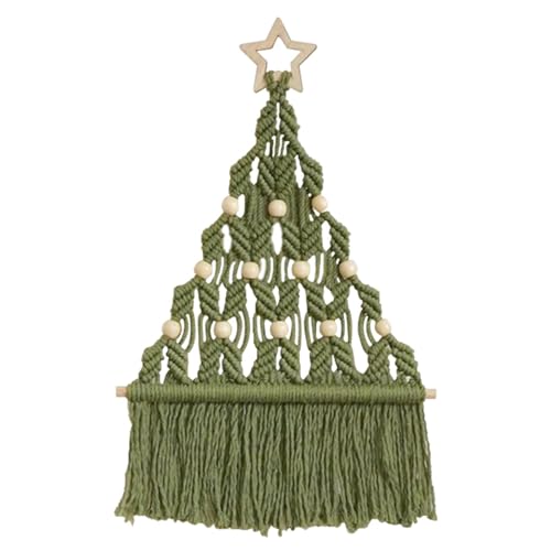 Herfair Weihnachtsdeko Weihnachtsbaum Weihnachtsbaumschmuck Makramee Wandbehang Wandteppiche Gewebte Makramee Wandbehang Deko Wanddeko für Weihnachten Dekor (Grün) von Herfair