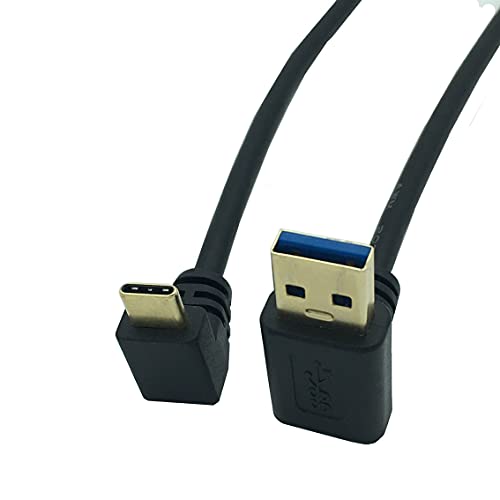 Kurzes USB C Stecker auf Stecker, 30 cm, rechts und links abgewinkelt, 90 Grad, USB 3.1 Typ C Stecker auf Stecker, Schnellladekabel für Laptop & Tablet & Handy (USB Down to C Winkel) von Herfair