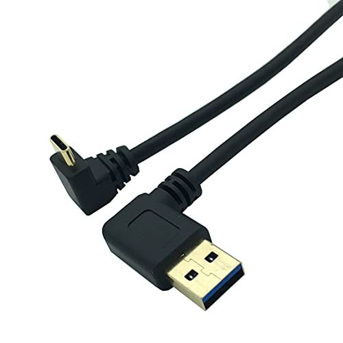 USB C Kurzes Kabel, 90 Grad abgewinkeltes Typ C Verlängerungskabel, USB C 3.1 Adapterkabel, Schnelllade- und Datensynchronisationskabel für Laptop, Tablet und Handy (USB Right to C Angle) von Herfair