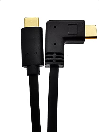 Kurzes USB C Stecker auf Stecker, 30 cm, rechts und links abgewinkelt, 90 Grad, USB 3.1 Typ C Stecker auf Stecker, Schnellladekabel für Laptop & Tablet & Handy (gerade & rechts/links M zu M) von Herfair