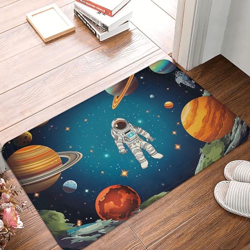 HerfsT Fußmatte Weltraum, Rakete, Astronaut, bedruckt, rutschfeste Willkommensmatten, strapazierfähige Fußmatten, für den Innen- und Außenbereich, 61 x 40 cm von HerfsT