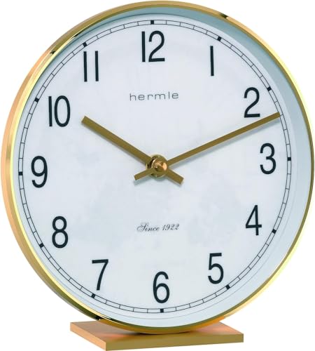Hermle Uhrenmanufaktur Tischuhr, Messing, Gold, 19cm x 18cm x 6,5cm von Hermle