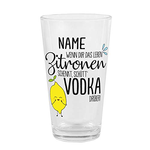 Herz & Heim® Vodka Longdrink Glas mit Namen - für Ihr Lieblings Mixgetränk - Motivauswahl Wenn Dir das Leben von Herz & Heim