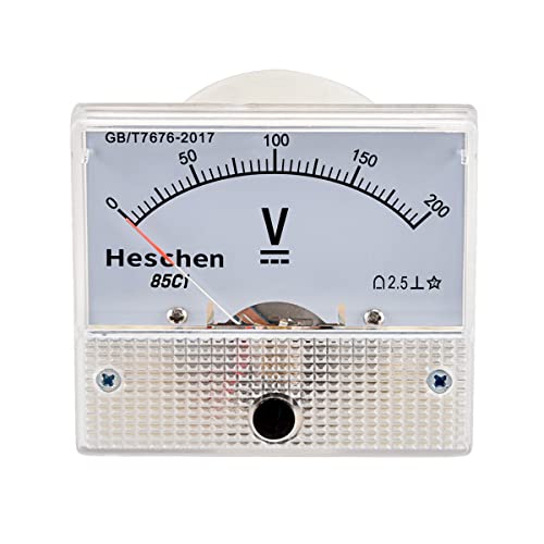 Heschen 85C1-200V Rechteck Panel Mounted Spannung Meter Voltmeter Tester DC 0–200V Klasse 2,5 weiß von Heschen