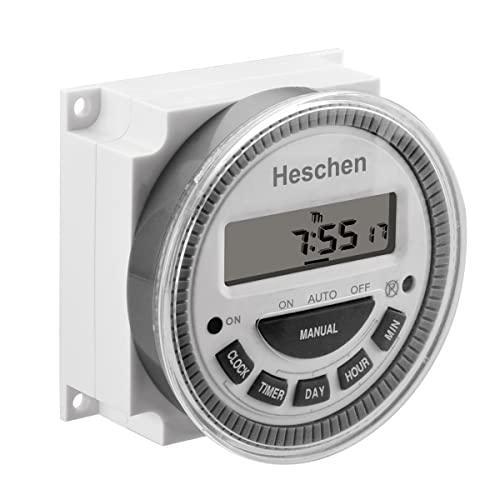 Heschen CN304 – Digitale Zeitschaltuhr mit LCD-Display, ganze Woche programmierbar, AC 200-250 V, 16 A, 5-polig von Heschen