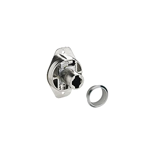 HETTICH 9133926 Prestige 2000 Zylinder-Druckschloss mit Rosette zum Einlassen, ø 18 mm Stahl vernickelt, Silber von Hettich