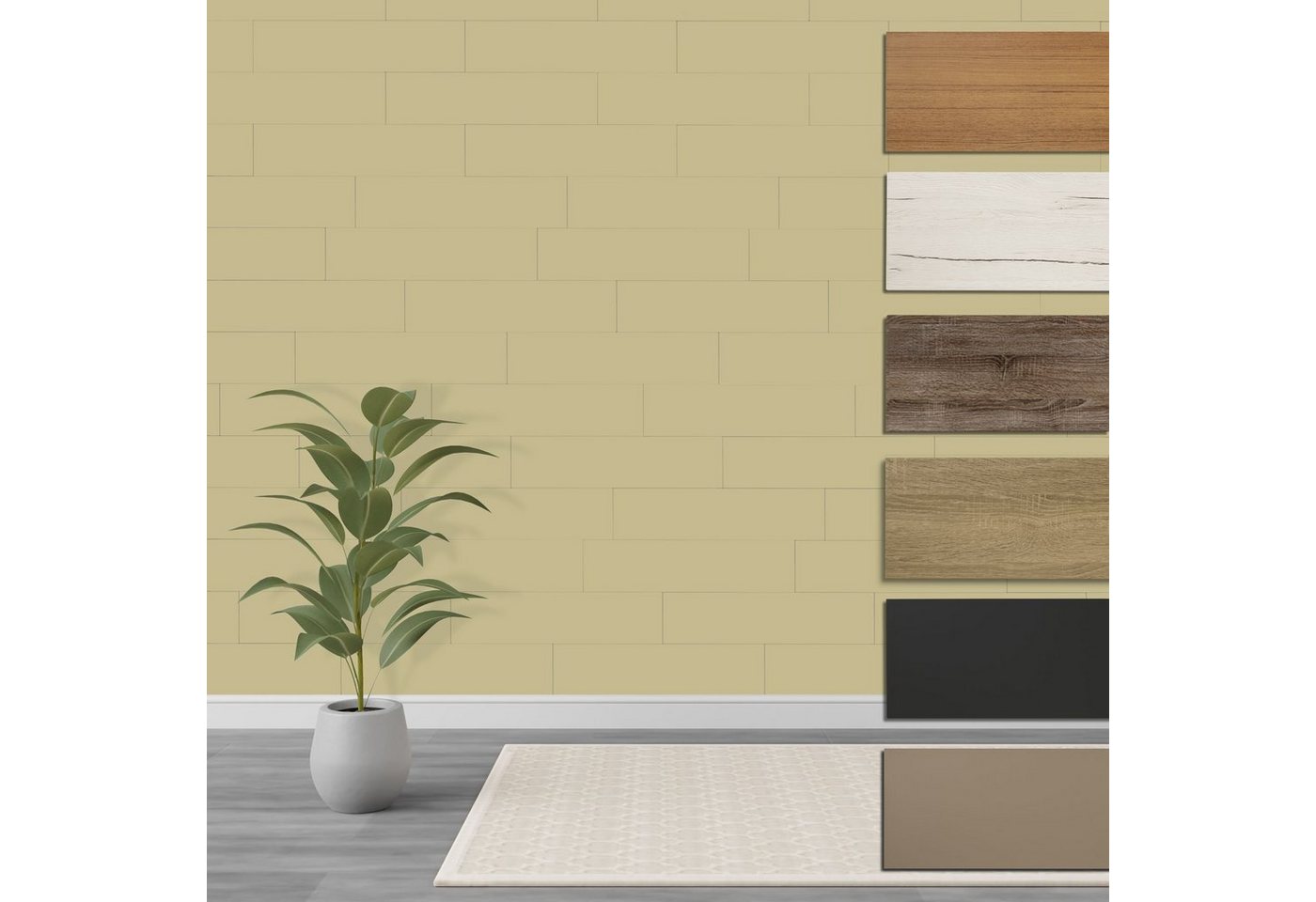 Hexim Wanddekoobjekt Palomino (Paneele aus MDF - Wandpaneele Wandverkleidung Holzpaneele Natur Wand Holzoptik Innen Holzverkleidung Verblender Dekorpaneele (2,08 m² Palomino + Montagekleber HexPro P63) von Hexim