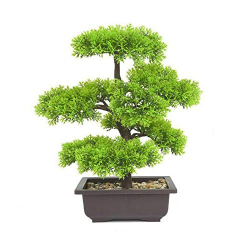 HEZHU Künstlicher Bonsai-Baum, Gefälschte Pflanzendekoration, Kunstpflanzen im Topf, Bonsai-Kiefernpflanze 33 cm für Büro/Fensterbank/Hof von HEZHU