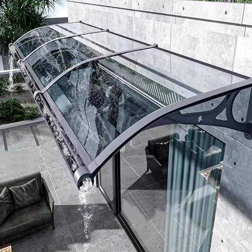 Großes Fenster-Vordach Aus Aluminiumlegierung Für Waschbecken,Transparente Polycarbonat-Abdeckung,Fenster-Regenschutzabdeckung,Markise Für Veranda Im Freien UV-Schutz Vor Regen Schnee(Size:60x220cm/24 von HhYyLr