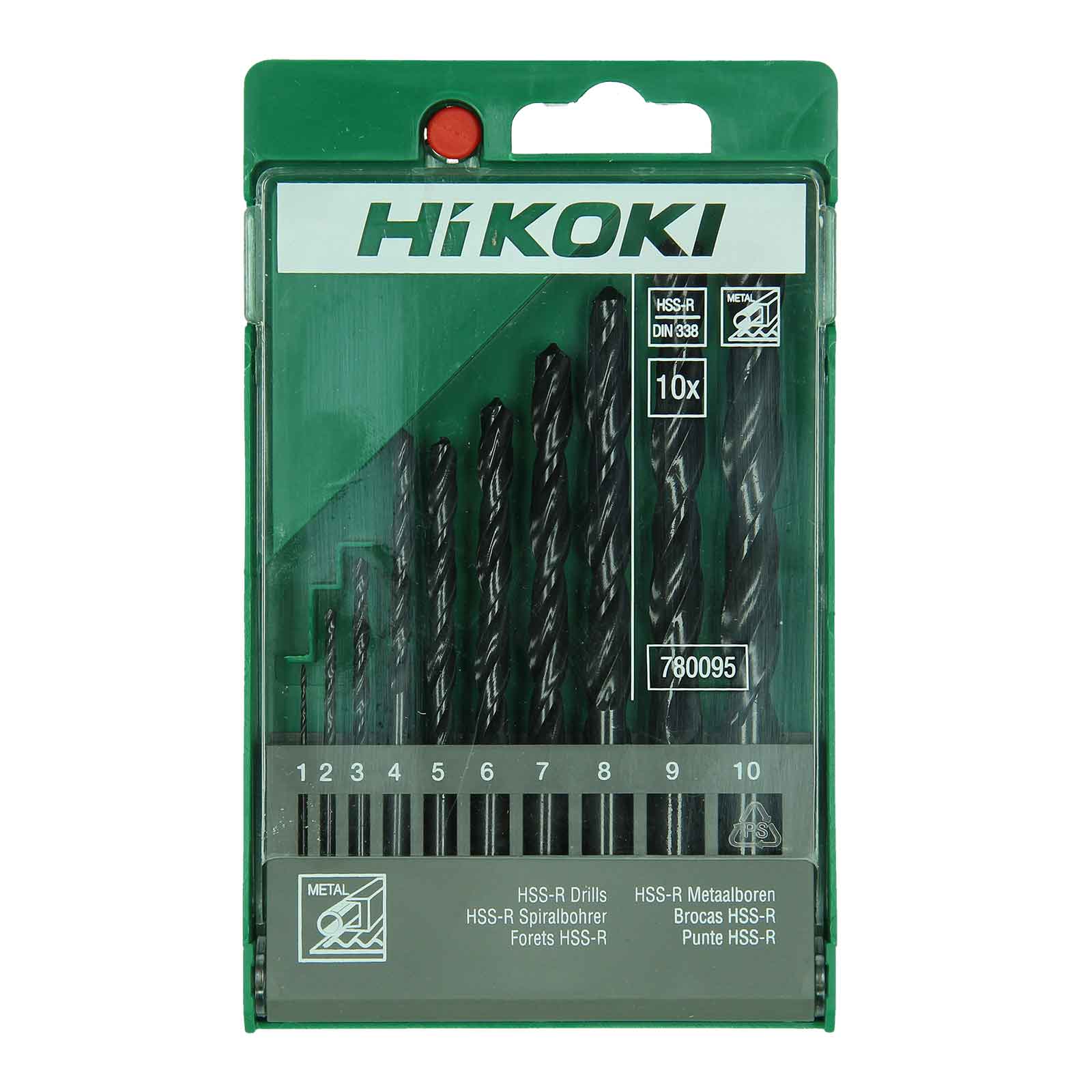HiKOKI Metallbohrer-Set, 780095, HSS-R, Stahl und Guss bis 900 N/mm², 10-teilig von HiKOKI