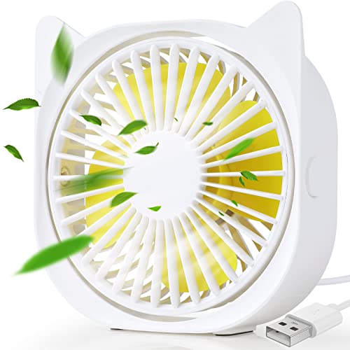 Hianjoo USB Ventilator Leise, Mini Ventilator Klein Tischventilator, Desk Fan mit 3 Geschwindigkeiten 360° Drehung, USB Lüfter für Büro, Zuhause und Schlafzimmer - Weiss von Hianjoo