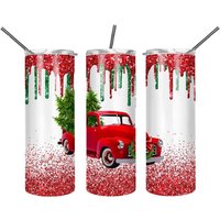 Weihnachts Tumbler | Alter Roter Lkw Mit Baum Becher Viele Stile Secret Santa Geschenke Tumbler Geschenk Für Mama von HigdonRanchResQ