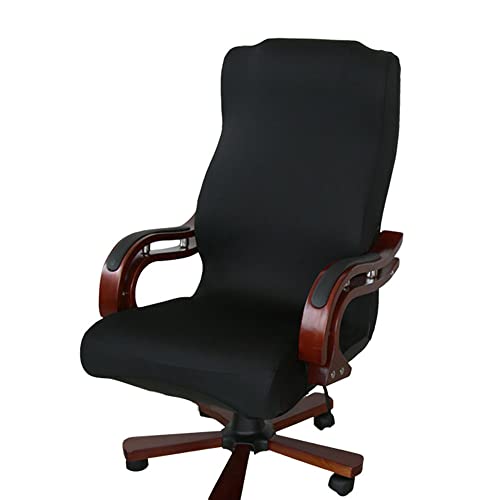 Highdi Bezug Für Bürostuhl Sitzfläche Spandex Bürostuhl Bezug Einfarbig Bürostuhlabdeckung mit Reißverschluss Universal Waschbare Stuhlhussen für Computer Stuhl Armlehnen Stuhl (Schwarz,L) von Highdi