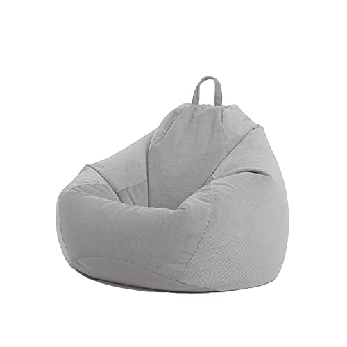 Highdi Cord Sitzsack für Erwachsene Indoor Outdoor Sitzkissen Waschbarer Weicher Flauschiger Sofabettbezug Ohne Füllung Gartenkissen Bodenkissen für Wohnzimmer (100x120cm,Hellgrau) von Highdi