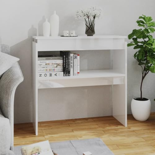 Higsose Flur Konsolentisch mit Ablagen 80x30x80 cm Side Table Wohnzimmertisch mit Ablagen Ausstellungstisch Eingangsbereich Eingangstisch mit Ablageflächen Holzwerkstoff Hochglanz-Weiß Higsose Flur Konsolentisch mit Ablagen 80x30x80 cm Side Table Wohnzimmertisch mit Ablagen Ausstellungstisch Eingangsbereich Eingangstisch mit Ablageflächen Holzwerkstoff Hochglanz-Weiß von Higsose