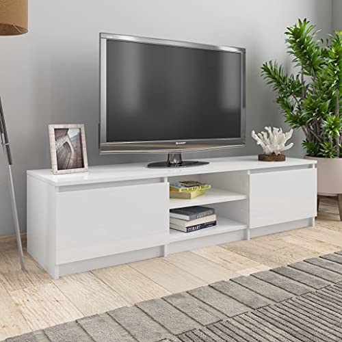 Higsose TV-Schrank 140x40x35,5cm Hochglanz-Weiß,Holzwerkstoff,Modernen Medienschrank,Moderne TV Möbel,Regal Schrank,HiFi-Schrank,Fernseher Tisch Modern,Robuste TV Sideboard, A810 von Higsose