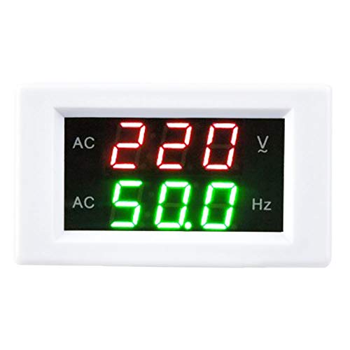 Spannungsfrequenzmesser, Generator Doppelanzeige LED Digital AC Voltmeter Frequenzmesser Testwerkzeug(White) von Hilitand