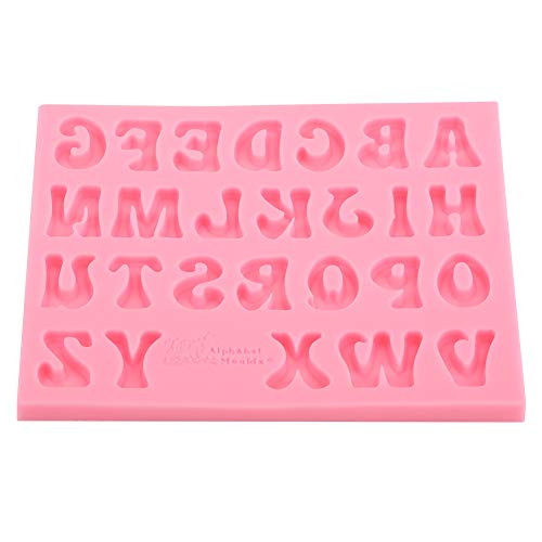 Silikonform für Süßigkeiten, Alphabet, Backen, Kuchen, Schokolade, 3D, 26 Buchstaben, Rosa von Hilitand