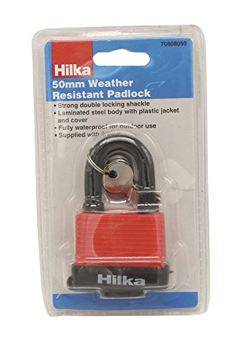 Hilka Tools 70808050 50 mm witterungsbeständig Vorhängeschloss, rot von Hilka