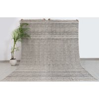 Handgemachter Boho-stil Gewebter Baumwoll Blockprint Teppich, South West Rug Beige Charcoal.. #aa-6.. Größen-5x8, 6x9, 8x10 von HimalayanRugsCo