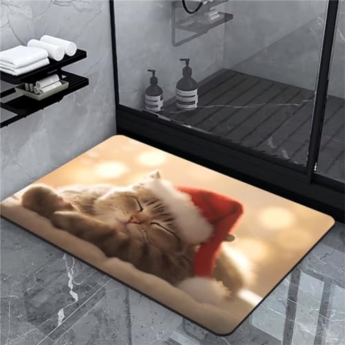 Badematte Rutschfester Christmas Badezimmerteppich Groß Teppich 140x200cm Absorbierender Badteppich Badvorleger Duschvorleger Schnelltrocknend Super Saugfähig Saugstark Waschbar Bath Mat Softmath Home von Hinnin