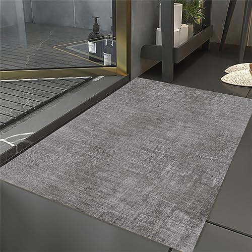 Hinnin Super Absorbierende Badematte Bodenmatte 45x70cm Teppich Läufer Duschvorleger Badematte rutschfest Fußmatten, Schnelltrocknende Badezimmerteppich Fußmatte Dusche, Badewannen Bathroom Mat Grey von Hinnin