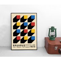 Poster Bauhaus Design Ausstellung 1923 Deutschland Weimar Werbung Vintage Art Kunstdruck von Historyonyourwall