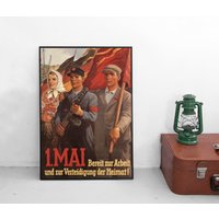 Poster Ddr Hinaus Zur Arbeit Und Verteidigung Der Heimat Am 1. Mai Plakat Ostdeutschland Kunstdruck Deutschland Vintage Propaganda von Historyonyourwall