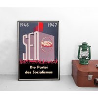 Poster Ddr Sed "Die Partei Des Sozialismus" Ostdeutschland Deutschland Propaganda Sozialismus Plakat Kunstdruck Home Decor Wall Art Vintage von Historyonyourwall