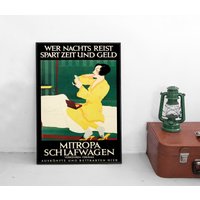 Poster Deutsche Bundesbahn Mitropa Nachtzug Schlafwagen Bahn Db Eisenbahn Verkehr Zug Lokomotive Deutschland Plakat von Historyonyourwall