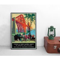 Poster Gb British Rail Schottland. Edinburgh. Forth Bridge. Eisenbahn Verkehr Zug Lokomotive Plakat Nordsee von Historyonyourwall