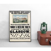 Poster Gb British Rail Tickets Von London Nach Glasgow, Schottland. Eisenbahn Verkehr Zug Lokomotive Plakat Nordsee von Historyonyourwall