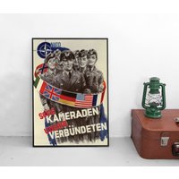 Poster Nato "Kameraden Und Verbündete" Bundeswehr Deutschland Kunstdruck Plakat Vintage Propaganda von Historyonyourwall