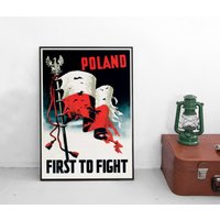 Poster Polen Kämpft Zuerst 2. Weltkrieg Plakat Kunstdruck Propaganda Militaria Luftwaffe von Historyonyourwall