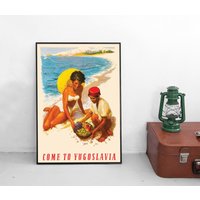 Poster Reisen -Komm Nach Jugoslawien - Plakat Kunstdruck Home Decor Wall Art Vintage Print von Historyonyourwall