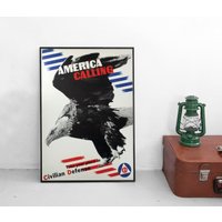 Propaganda Poster Usa Amerika Ruft Nimm Deine Stelle in Der Zivilverteidigung Ein Plakat Kunstdruck Militaria Alliierte von Historyonyourwall