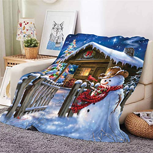 Hixingo Kuscheldecke Flanell Kinder Fleecedecke Decke, Weihnachten 3D Drucken Flauschige Weich Warm Wohndecke für Sofa Bett, Dicke Sofadecke Couchdecke Tagesdecke (150x200cm,Hölzernes Haus) von Hixingo