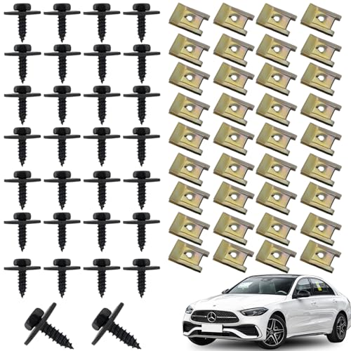 Blechmutter Schraube Mutter Clip Kit, 30 Sätze Kotflügelclip Blechmuttern Befestigung Clips Karosserieschrauben Klemmen Sechskantschrauben Metallschalenclip für Auto von HoaaiGo