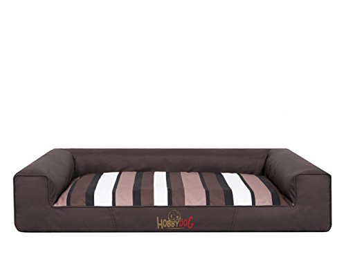 Hobbydog L VICCBP8 Hundebett Victoria Größe L - 80 X 55 cm Dunkel Braun Mit Gestreift Bett Matratze Schlafplatz Hundebett Hundematratze Sofa Hundesofa, L, Brown, 2.7 kg von Hobbydog