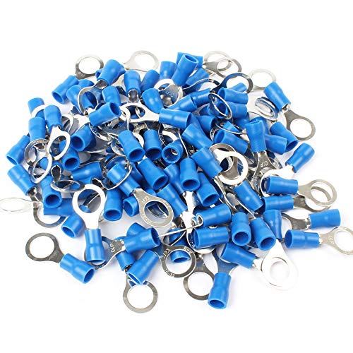 100x Stück Ringkabelschuhe in blau 1,5-2,5mm² Loch-Ø M5 Teilisoliert PVC Anschlussklemme Kabelschuh Kabel-Verbinder aus Kupfer verzinnt von HobbyPower24